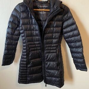 Calvin Klein Women’s PXS Packable Down Puffer Jacket Hooded Black Coat Petite